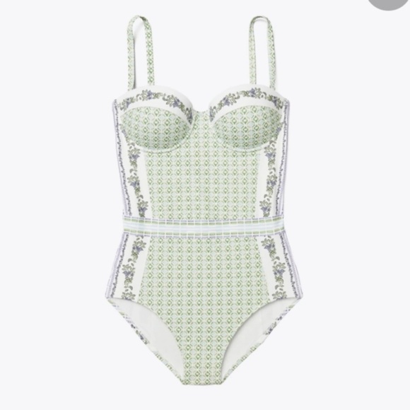 NWT Tory Burch Lipsi Printed One Piece Swimsuit M - Picture 3 of 6